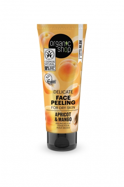 Peeling facial suave para piel seca «albaricoque y mango» de 75 ml, Organic Shop