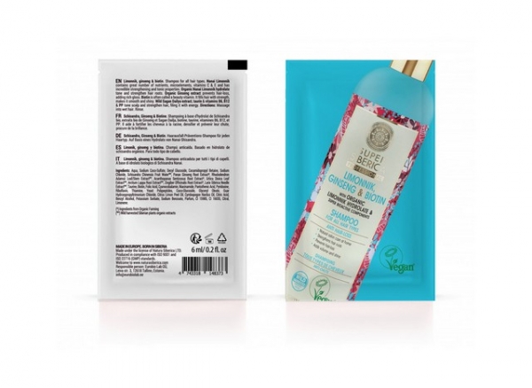 Muestra champú profesional schizandra, ginseng y biotina, para todo tipo de cabello 6 ml, Natura Siberica